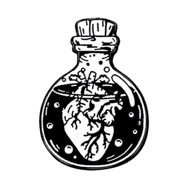 Heart potion bottle enamel pin