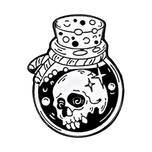 Skull potion bottle enamel pin