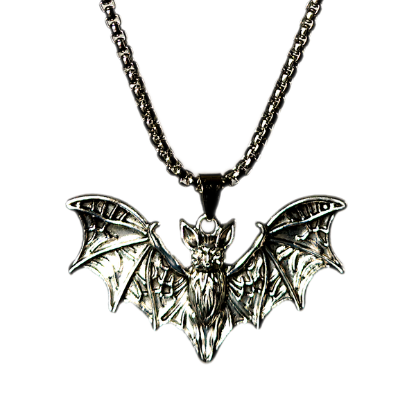 Stainless Steel Bat Pendant Necklace on a matching chain