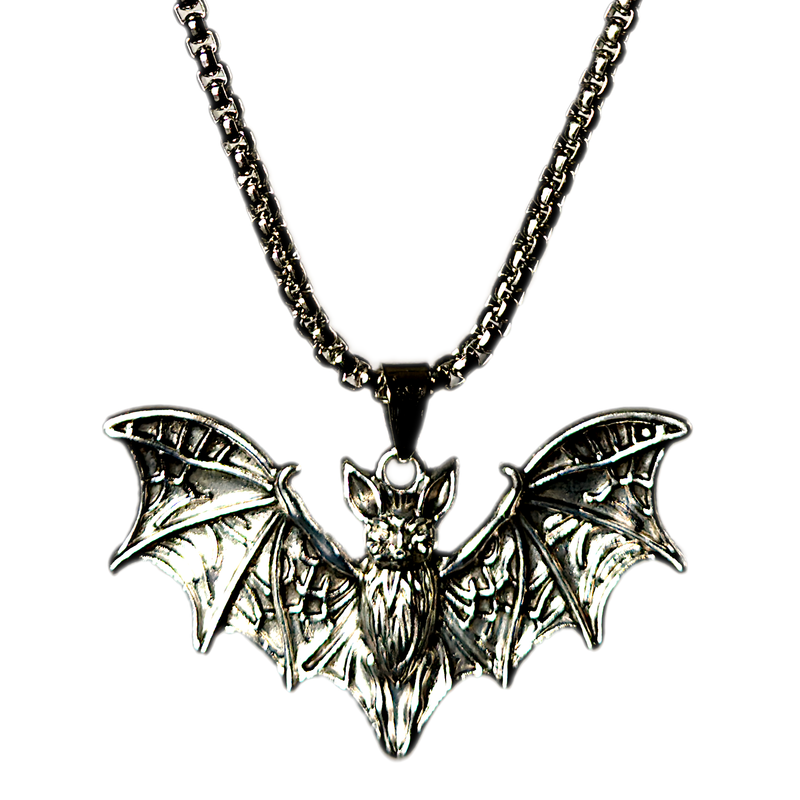 Stainless Steel Bat Pendant Necklace on a matching chain