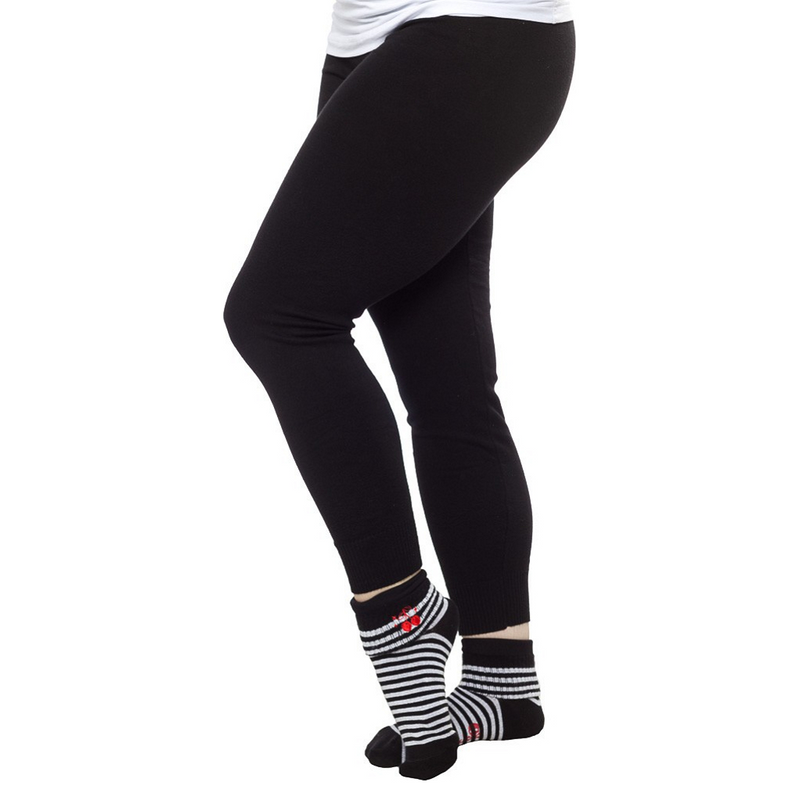 Black High-Waist Knit Leggings in solid black cotton