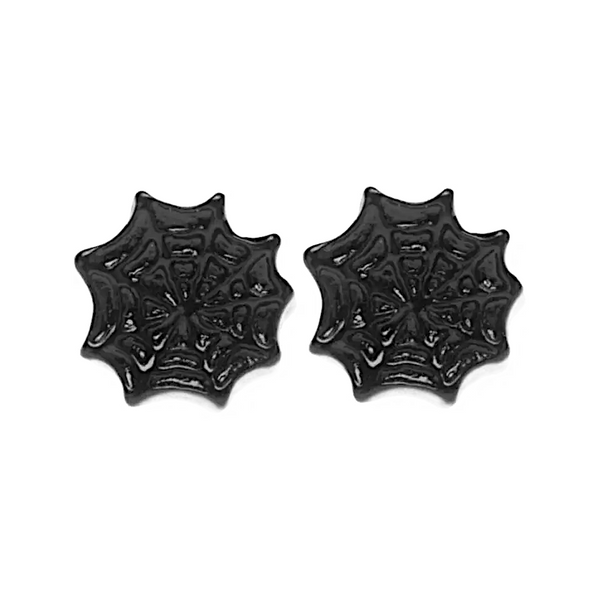 Black Spider Web Stud Earrings