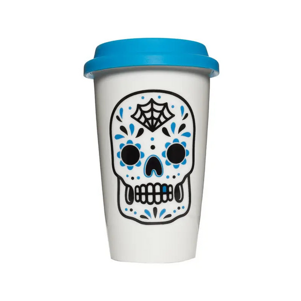 Blue Sugar Skull Porcelain Tumbler