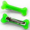 Toxic green bone hair clip, back view