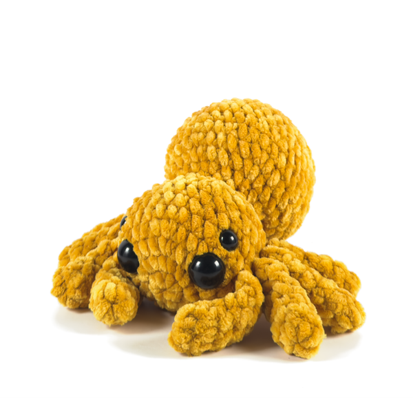 Spider Plush in citrine yellow, crochet spider plush
