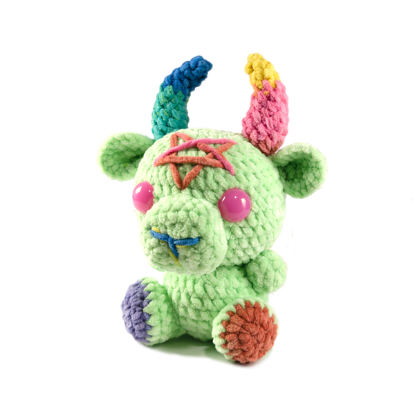 Baphomet Plush in rainbow, crochet baphomet plush