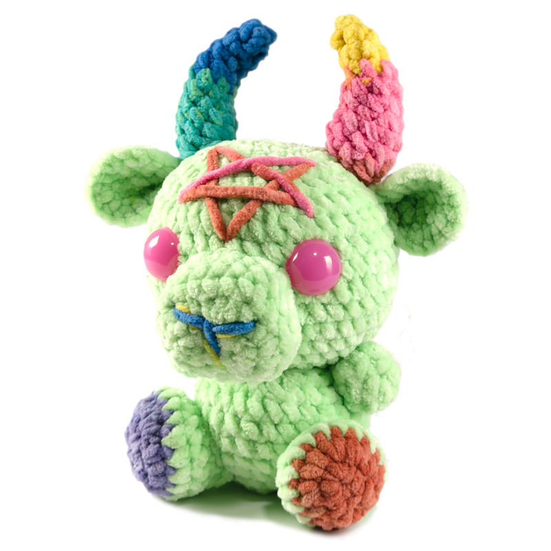 Baphomet Plush in rainbow, crochet baphomet plush
