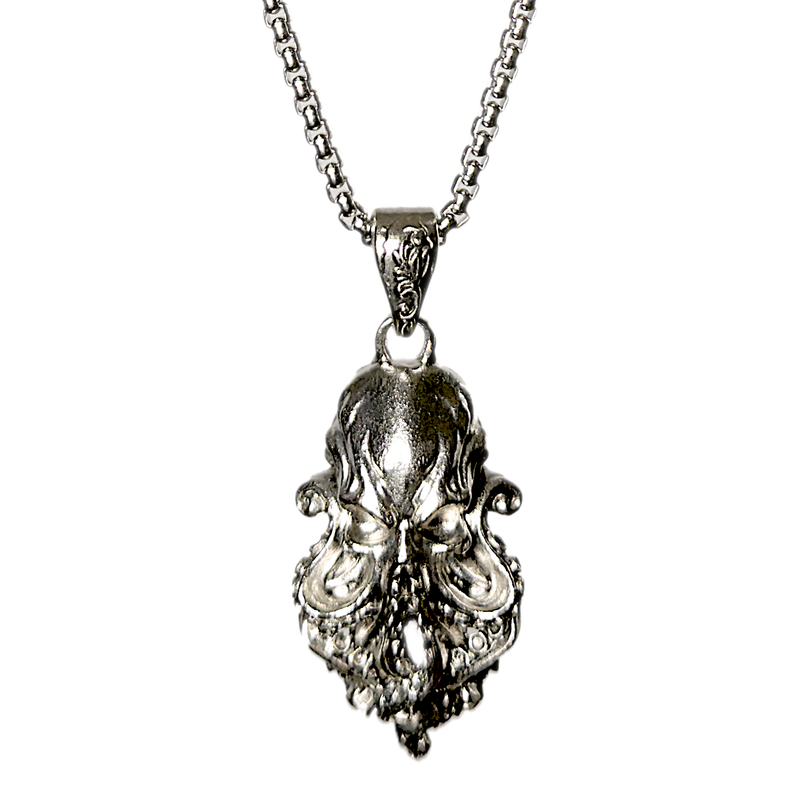 Cthulhu Pendant Necklace, silver-tone tentacled pendant