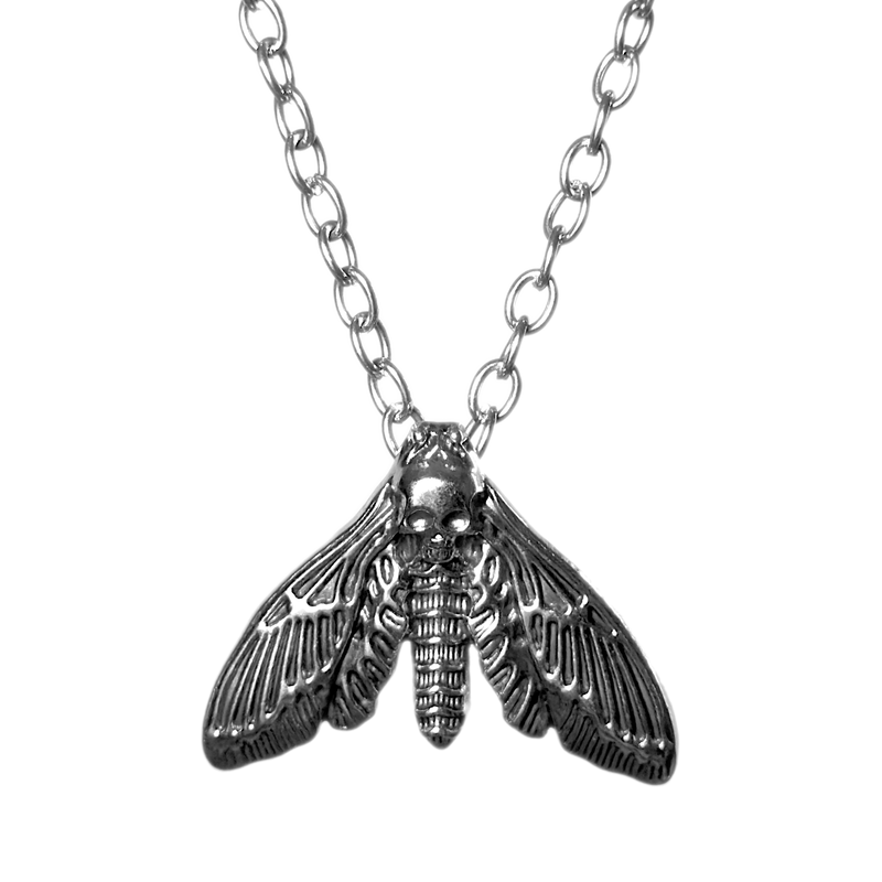 Death's-Head Moth Necklace, antiqued moth pendant on a chain