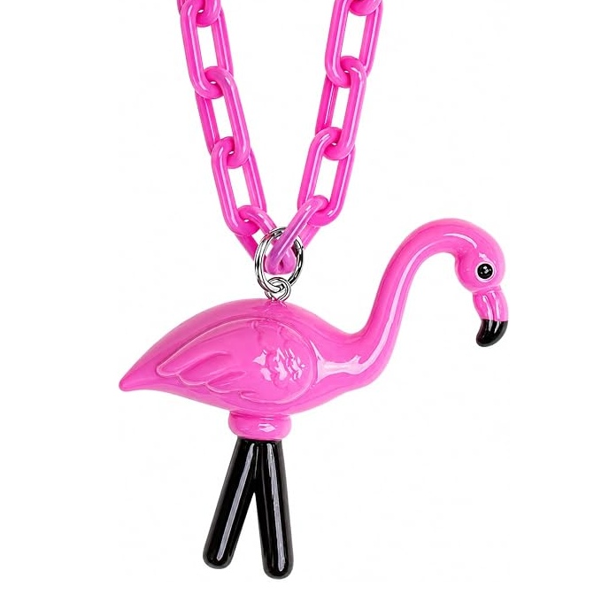 Chunky Pink Flamingo Necklace, pink flamingo pendant