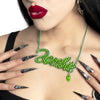 Green Diamonte Zombie Necklace detail