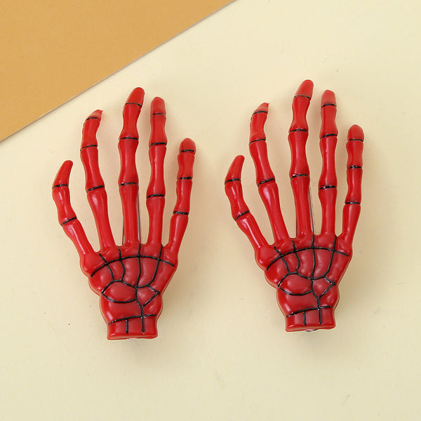Skeleton Hand Hair Clip – Red