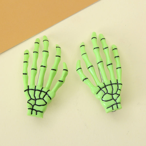 Skeleton Hand Hair Clip – Green
