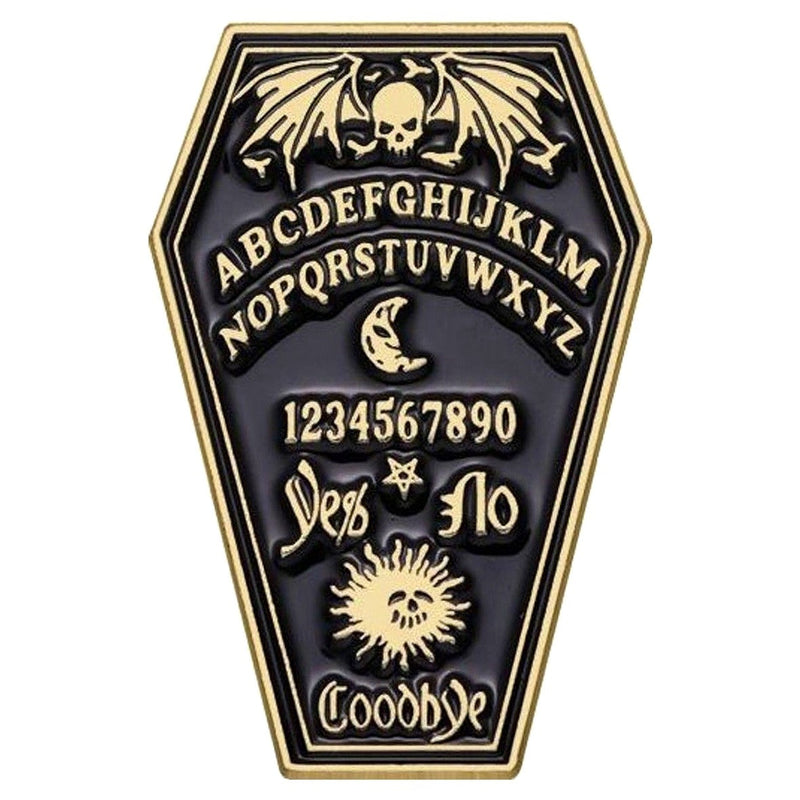 Spirit Board Coffin enamel pin — Spooky Stitchcrafts