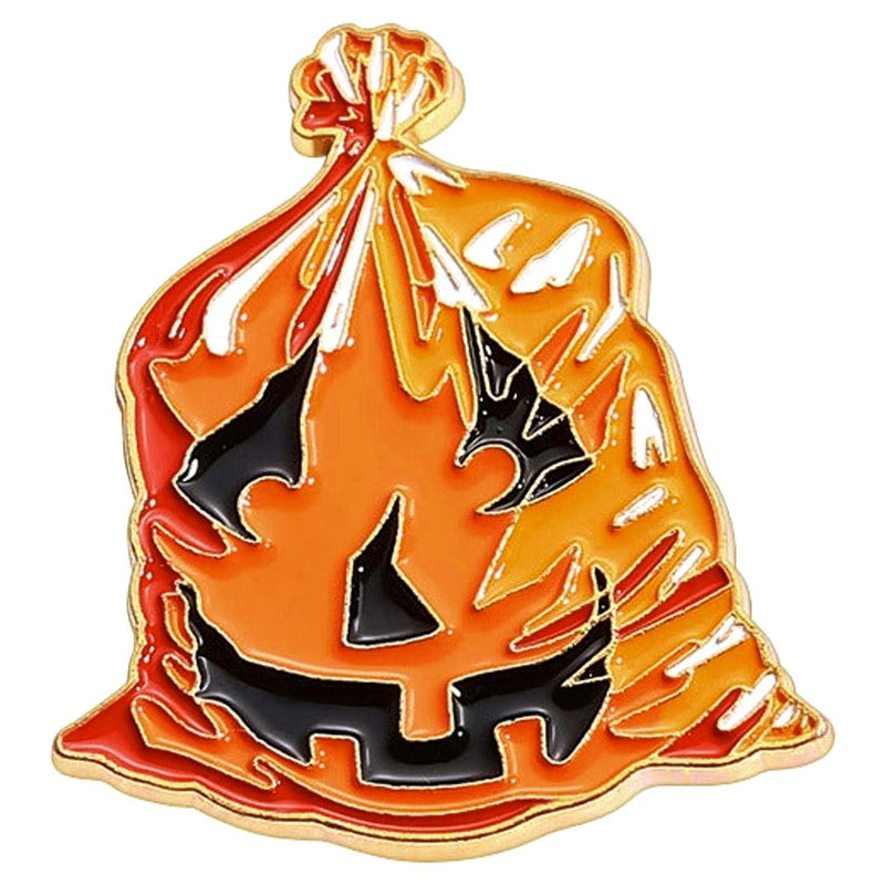 Pumpkin Trash Bag enamel pin — Spooky Stitchcrafts