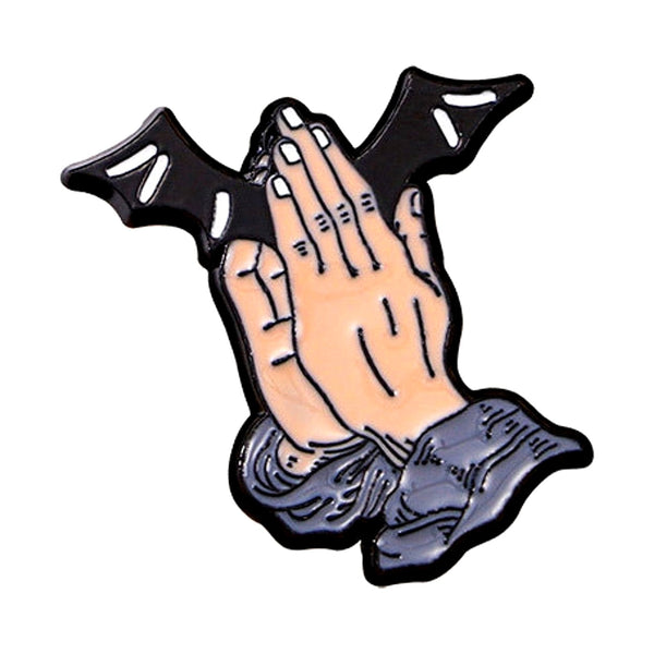 Praying Hands Bat enamel pin — Spooky Stitchcrafts