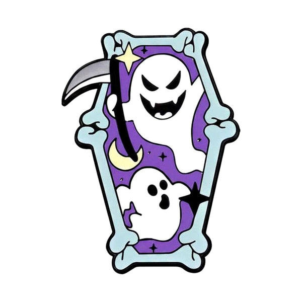 Ghosts Coffin enamel pin — Spooky Stitchcrafts