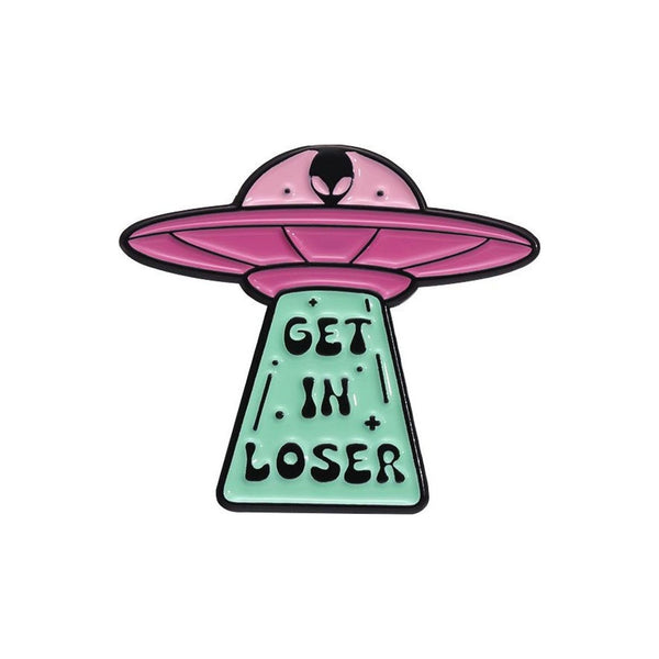 Get In Saucer enamel pin — Spooky Stitchcrafts