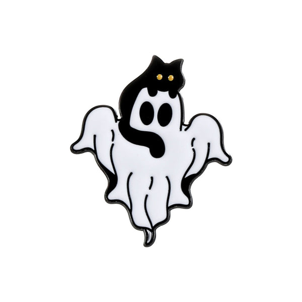 Ghost & Black Cat Pin