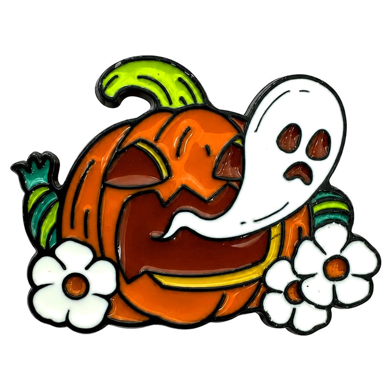 Pumpkin Ghost enamel pin — Spooky Stitchcrafts