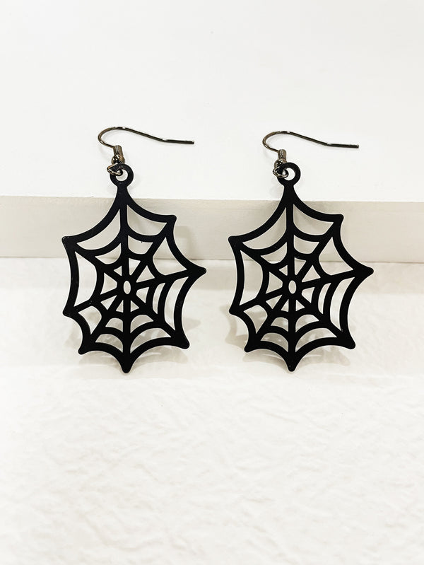 Gothic Spider Web Drop Earrings