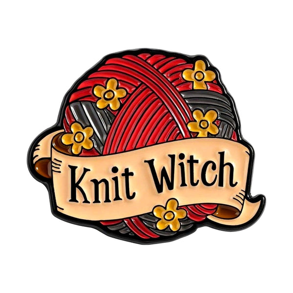 Knit Witch enamel pin — Spooky Stitchcrafts