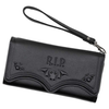 RIP Bat Embossed Trifold Wallet, black vegan leather trifold wallet with embossed bat and RIP lettering