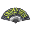 Spooky Bitch Green Fan, green hand fan with lettering