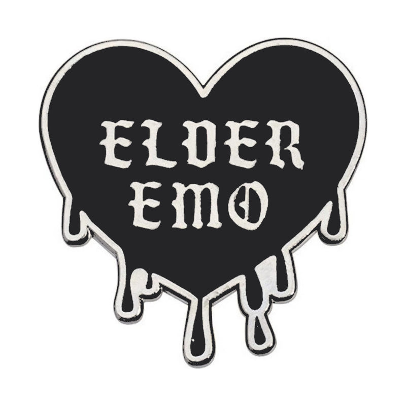Elder Emo dripping heart enamel pin