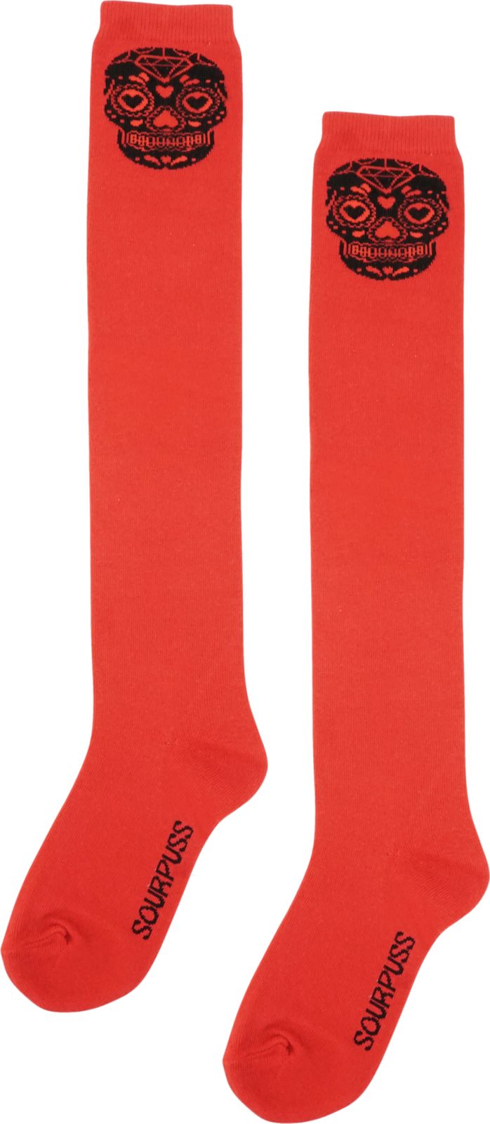 Red & Black Sugar Skull Thigh High Socks