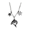 Shark Charm Necklace with a shark, ship's wheel and nautical star