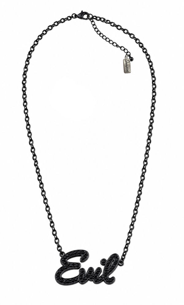 "Evil" Black Rhinestone Necklace