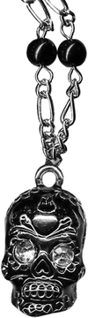 Clear Rhinestone Sugar Skull Pendant Necklace