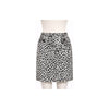 Gray Leopard Print Retro Pencil Skirt