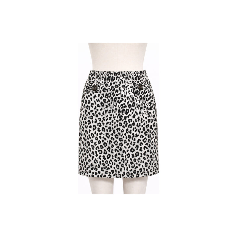 Gray Leopard Print Retro Pencil Skirt