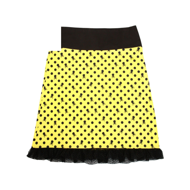 Yellow and Black Polka Dot Skull Pixie Skirt