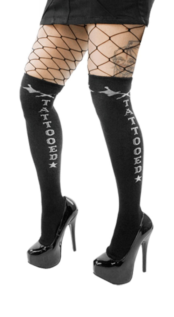 Tattooed Gun Rockabilly Over the Knee Socks