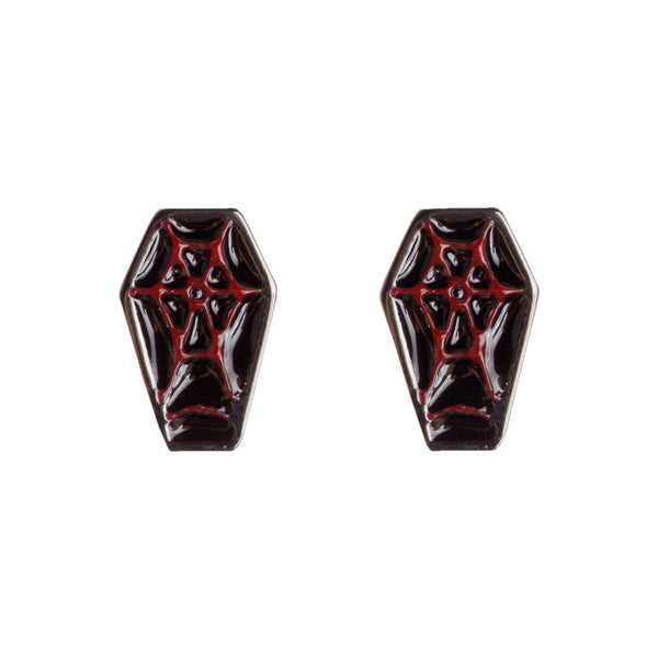 Red and Black Coffin Earrings