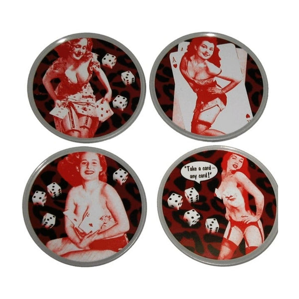 Rockabilly Pin-Up Girls Coaster Set