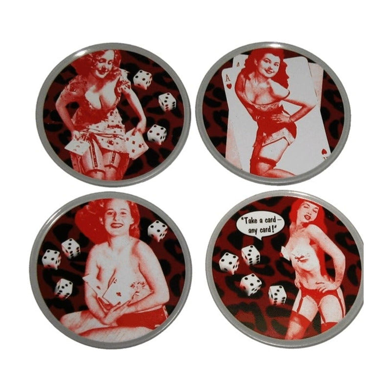 Rockabilly Pin-Up Girls Coaster Set