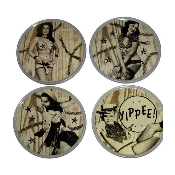 Western Pin-Up Girls Coaster Set