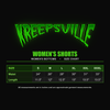 Kreepsville Women's Shorts size chart