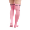 Pink & Black Varsity Skull Thigh High Socks