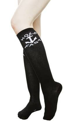 Hold Fast Black and White Knee High Socks