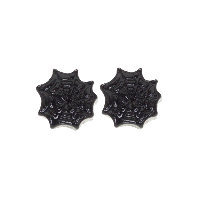 Black Spider Web Stud Earrings