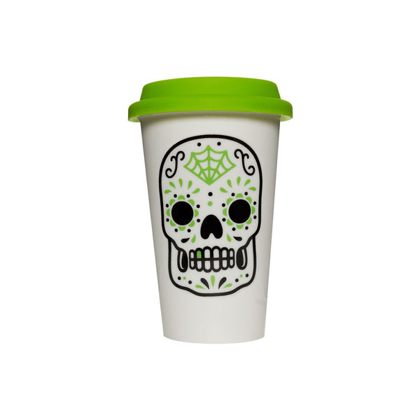 Green Sugar Skull Porcelain Tumbler
