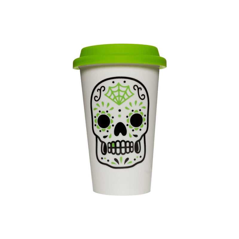 Green Sugar Skull Porcelain Tumbler