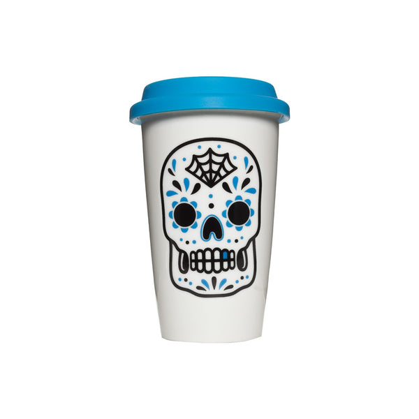 Blue Sugar Skull Porcelain Tumbler