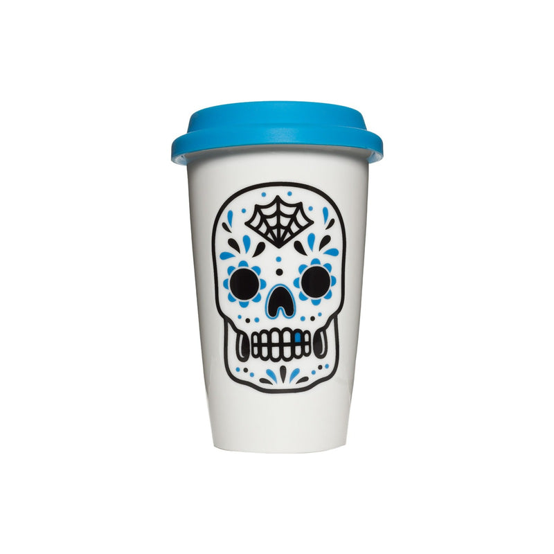 Blue Sugar Skull Porcelain Tumbler